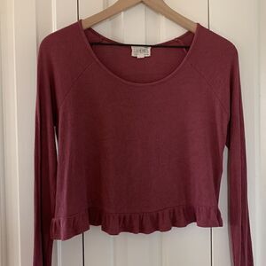 LA Hearts by PacSun Women's Purple‎ Pink Ruffle long sleeve Crop top size small
